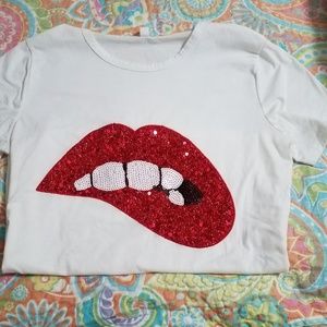 Sequined Red Lip Tee